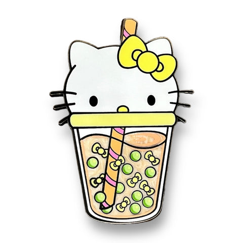 Cute Sister Kitty Boba Enamel Pin - Artistic Flavorz