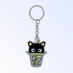 Cute Black Cat Boba Acrylic Keychain (#160) - Artistic Flavorz