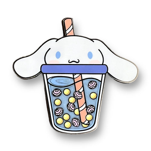 Cute White Puppy Boba Enamel Pin - Artistic Flavorz