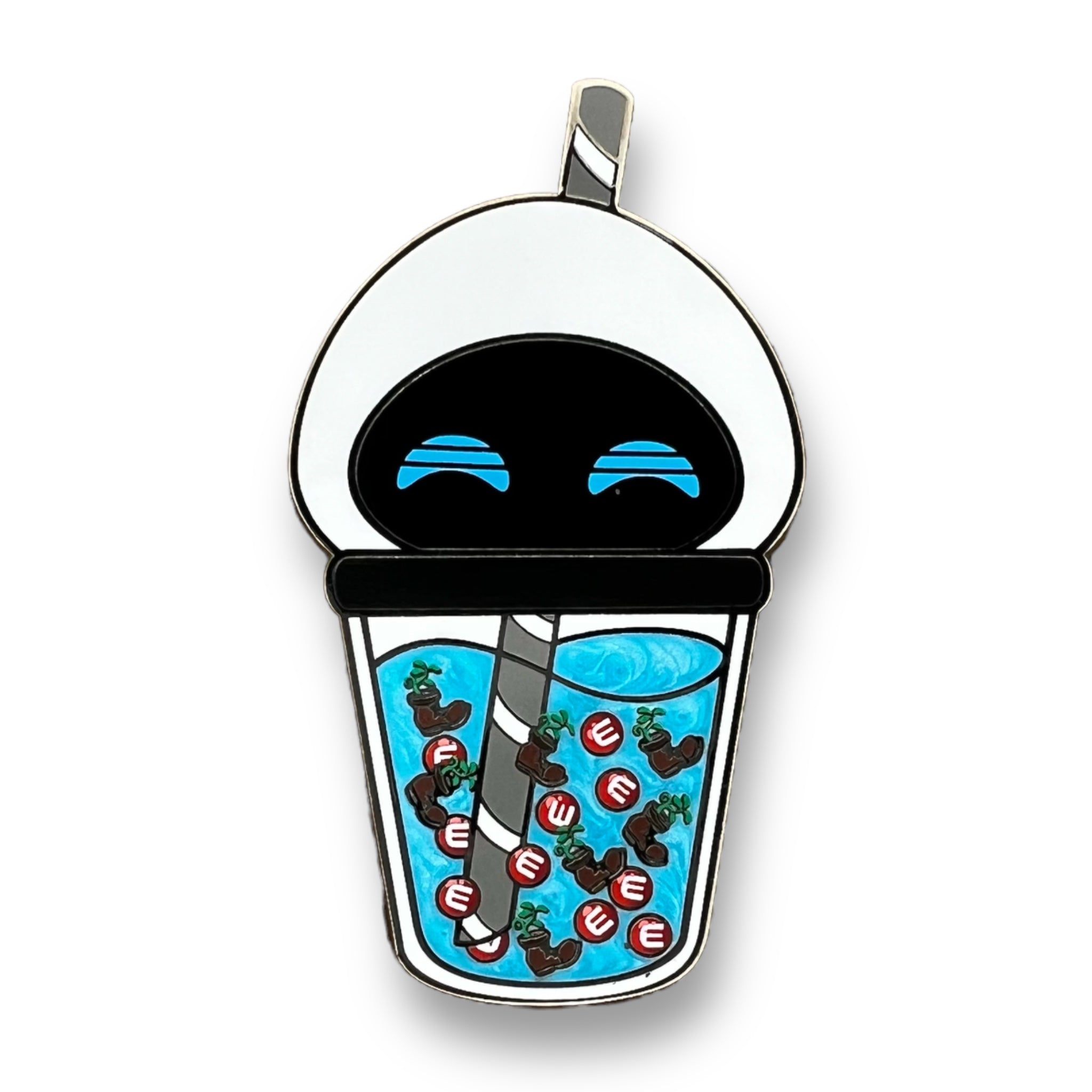 White Robot Boba Enamel Pin - Artistic Flavorz