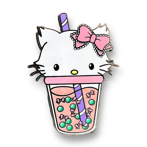 Cute Kitty Pet Boba Enamel Pin - Artistic Flavorz