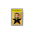 Stylized enamel lapel pin featuring a cartoon Founding Father inspired by Hamilton, standing on a black star with a gold background. UV-printed artwork by Jo2 of Artistic Flavorz.