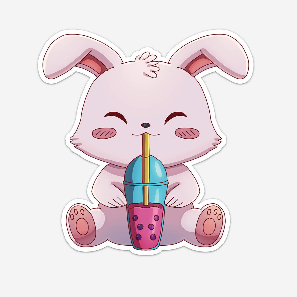 Bunny Drinking Boba Sticker (#1186) - Artistic Flavorz