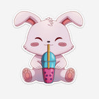 Bunny Drinking Boba Sticker (#1186) - Artistic Flavorz