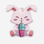 Bunny Drinking Boba Sticker (#1186) - Artistic Flavorz