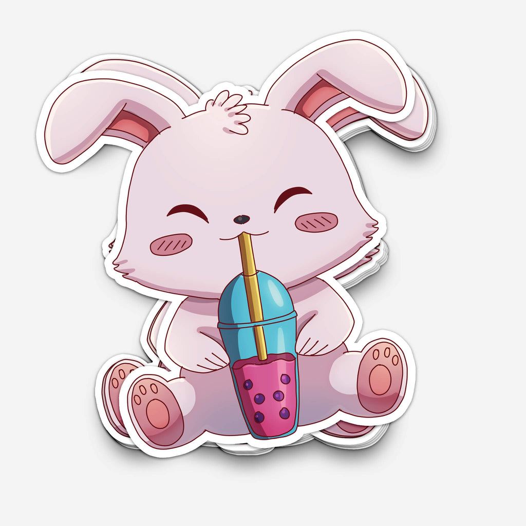 Bunny Drinking Boba Sticker (#1186) - Artistic Flavorz