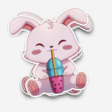 Bunny Drinking Boba Sticker (#1186) - Artistic Flavorz