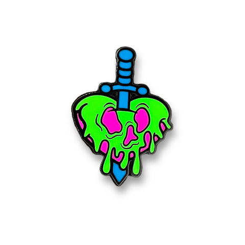 Neon Nightmare Poison Heart Dagger Enamel Pin - Artistic Flavorz