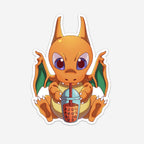 Fire Dragon Pocket Monster Drinking Boba Sticker (#1194) - Artistic Flavorz