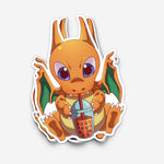 Fire Dragon Pocket Monster Drinking Boba Sticker (#1194) - Artistic Flavorz