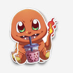Small Fire Dragon Pocket Monster Drinking Boba Sticker (#1195) - Artistic Flavorz