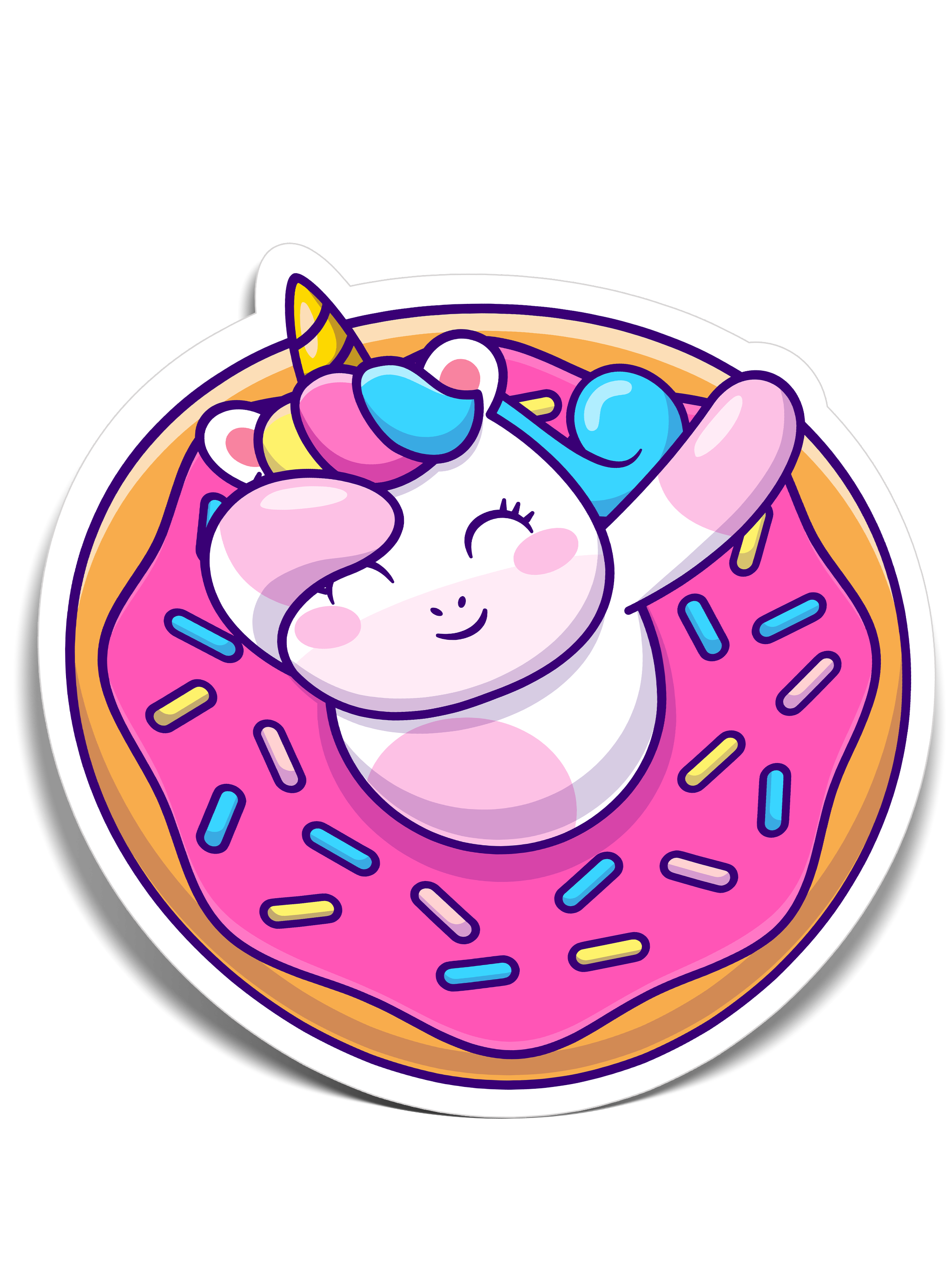 Dab Unicorn in a Donut Sticker (#1597) - Artistic Flavorz