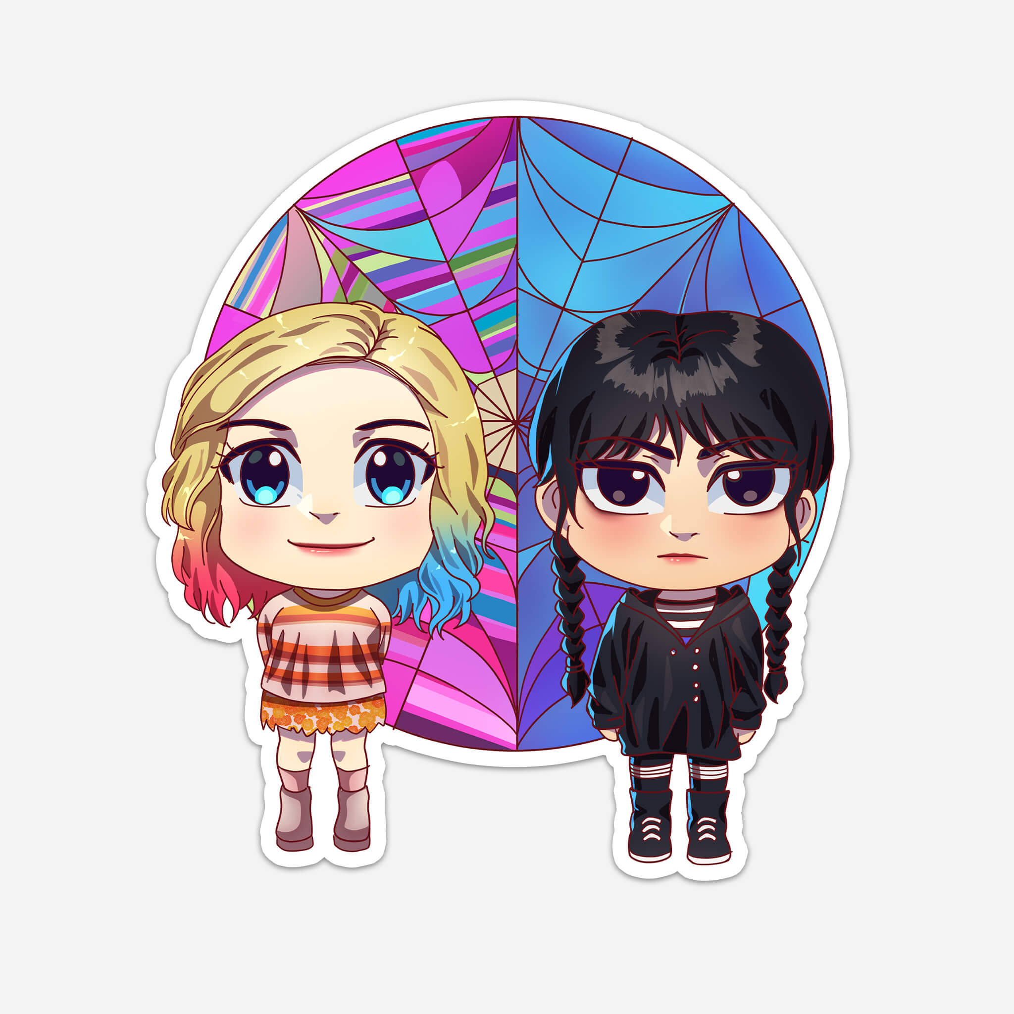 Gloomy Girl and Happy Bestie Sticker (#1176) - Artistic Flavorz