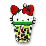Cute Strawberry Kitty Boba Enamel Pin - Artistic Flavorz