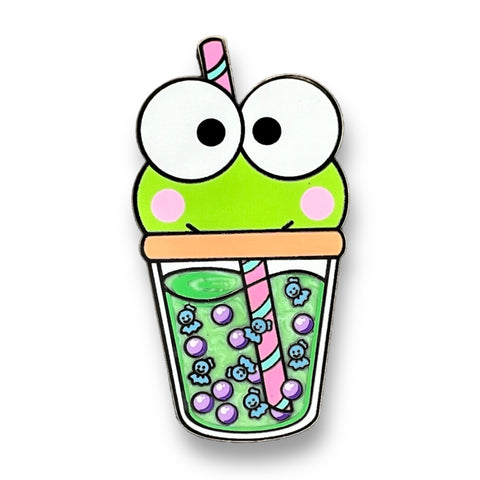 Cute Frog Boba Enamel Pin - Artistic Flavorz