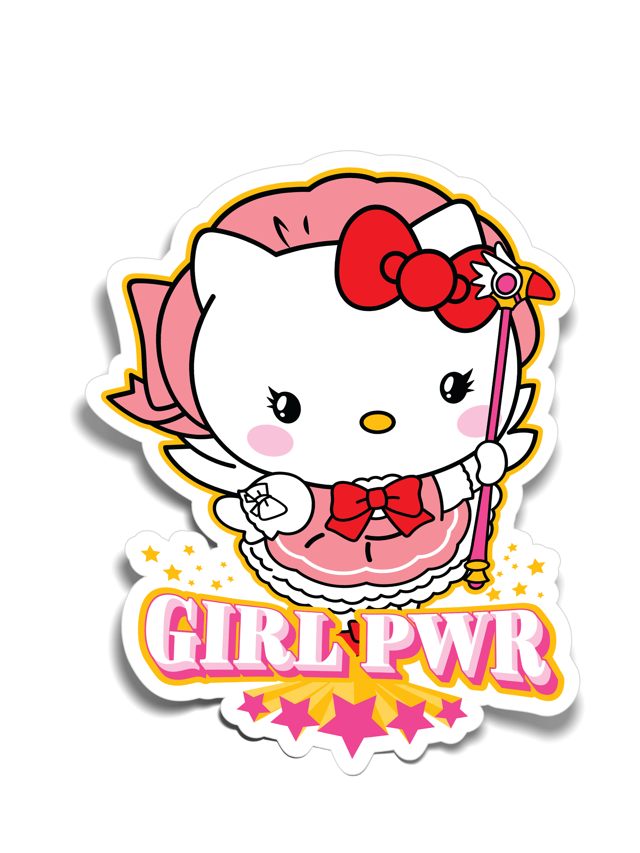 Girl Pwr Pink Kitty Sticker (#1603) - Artistic Flavorz