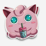 Pink Singer Pocket Monster Drinking Boba Sticker (#1197) - Artistic Flavorz