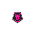 A bold magenta and black lion crest enamel pin, inspired by K-pop idols and demon hunter vibes. Mini size with fierce energy and stylish flair.