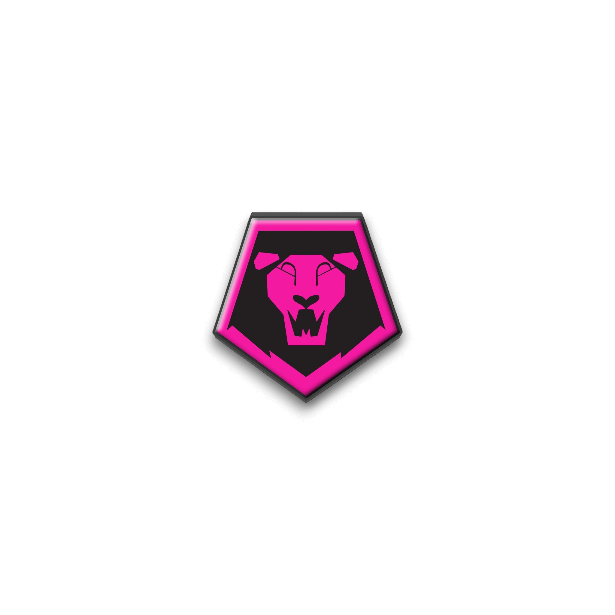A bold magenta and black lion crest enamel pin, inspired by K-pop idols and demon hunter vibes. Mini size with fierce energy and stylish flair.