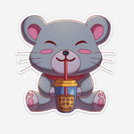 Mouse Drinking Boba Sticker (#1189) - Artistic Flavorz