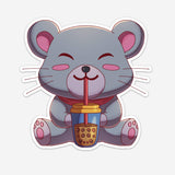 Mouse Drinking Boba Sticker (#1189) - Artistic Flavorz