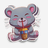 Mouse Drinking Boba Sticker (#1189) - Artistic Flavorz