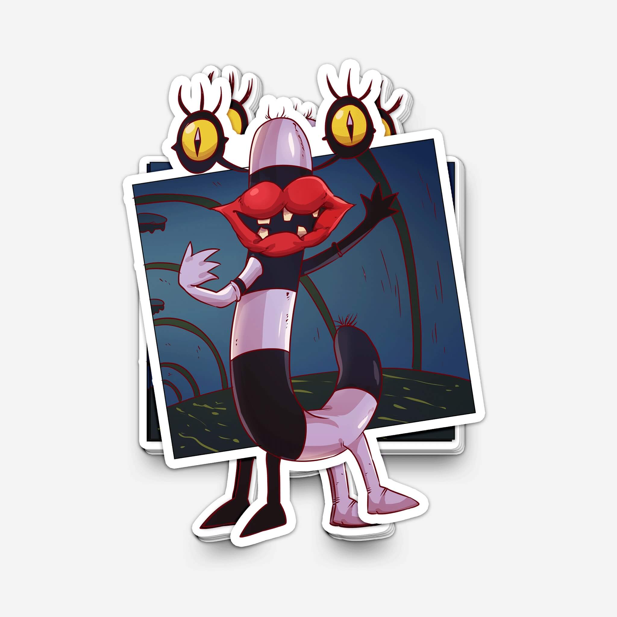 Striped Stick Monster Sticker (#789) - Artistic Flavorz