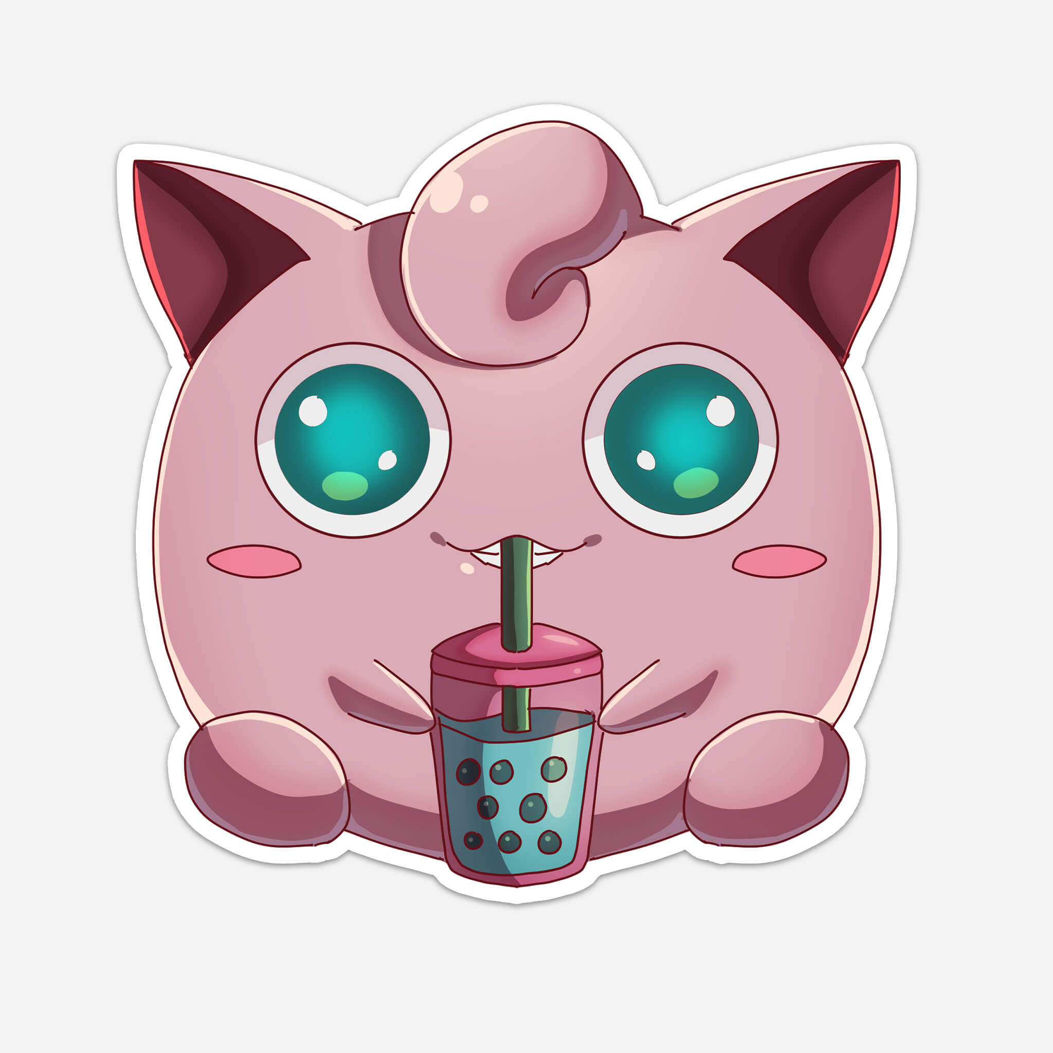 Pink Singer Pocket Monster Drinking Boba Sticker (#1197) - Artistic Flavorz