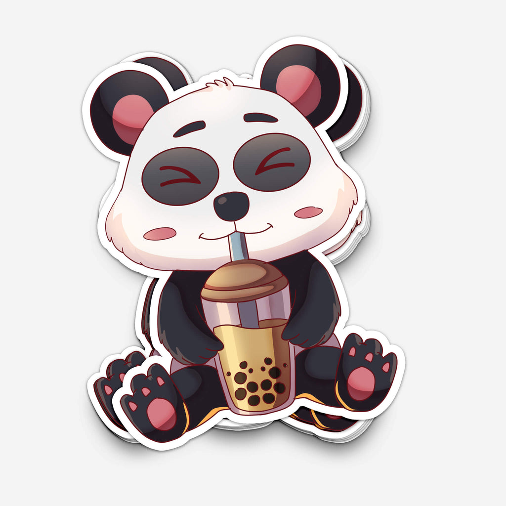 Panda Drinking Boba Sticker (#1190) - Artistic Flavorz