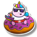 Unicorn on Donut Floaty Sticker (#1624)