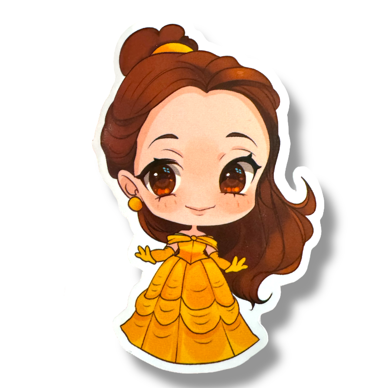 Niedlicher Bücherwurm-Prinzessin im gelben Kleid-Aufkleber (#409)