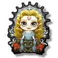 Curious Girl with Cat Sticker (#1778)