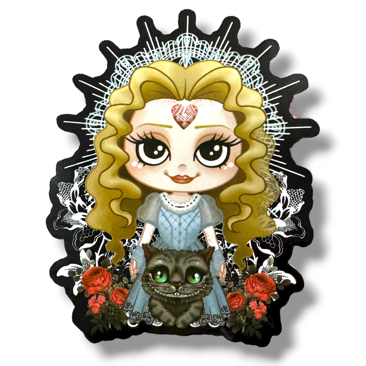 Curious Girl with Cat Sticker (#1778)