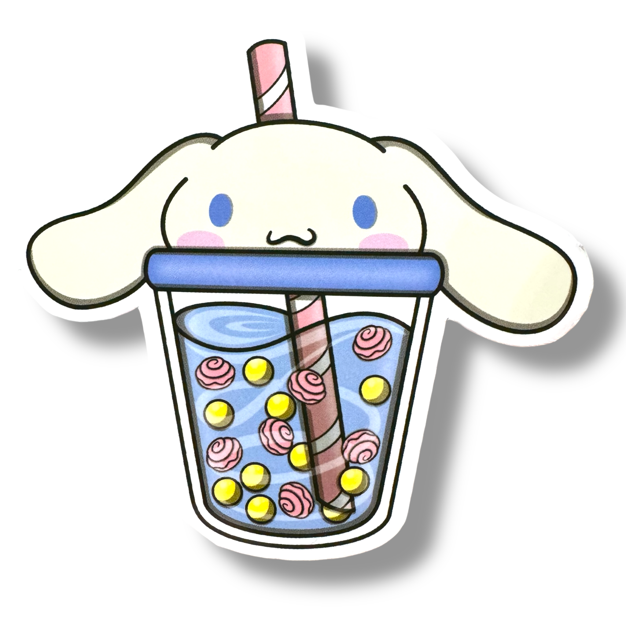 Cute White Puppy Boba Sticker (#166)