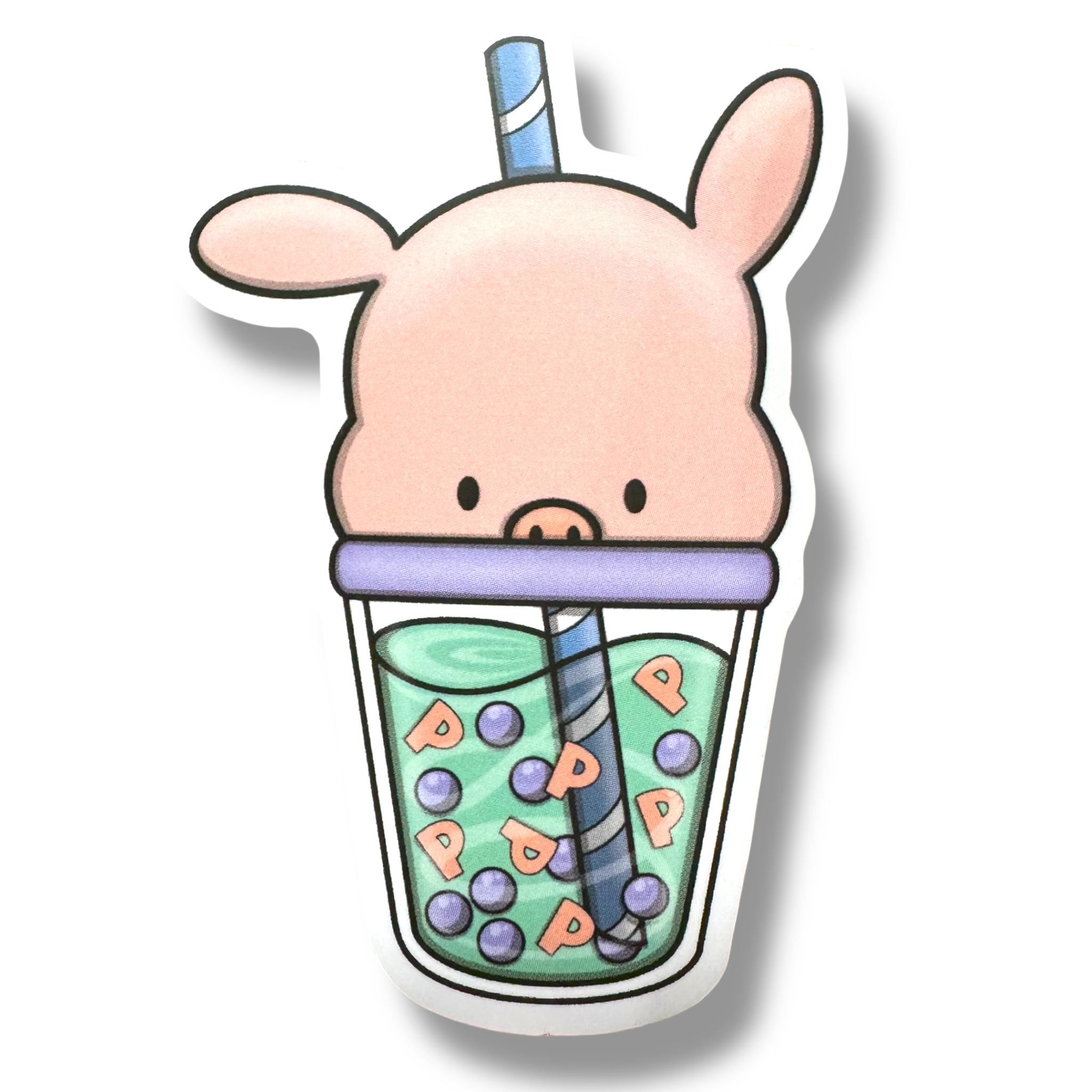 Cute Pig Boba Sticker (#163)