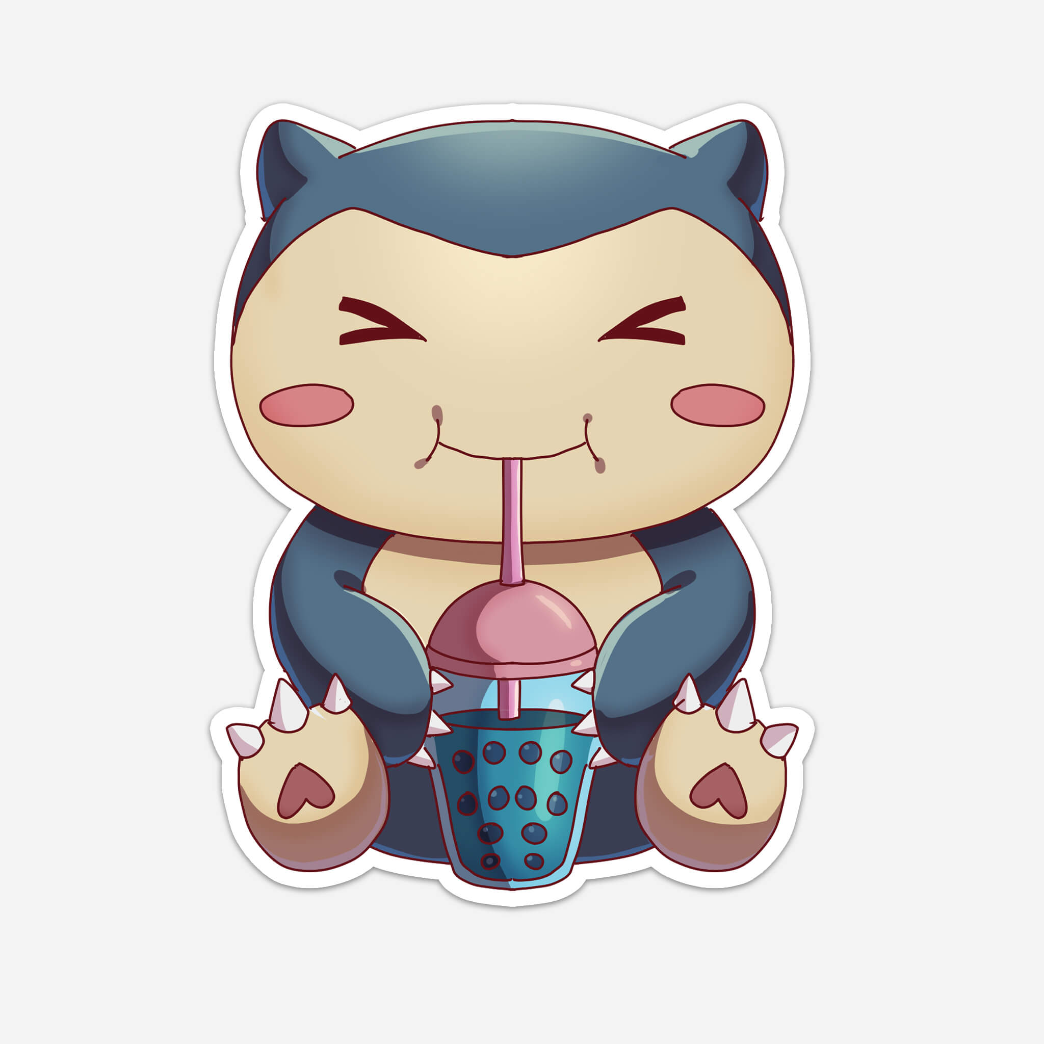Lazy Pocket Monster Drinking Boba Sticker (#1200) - Artistic Flavorz