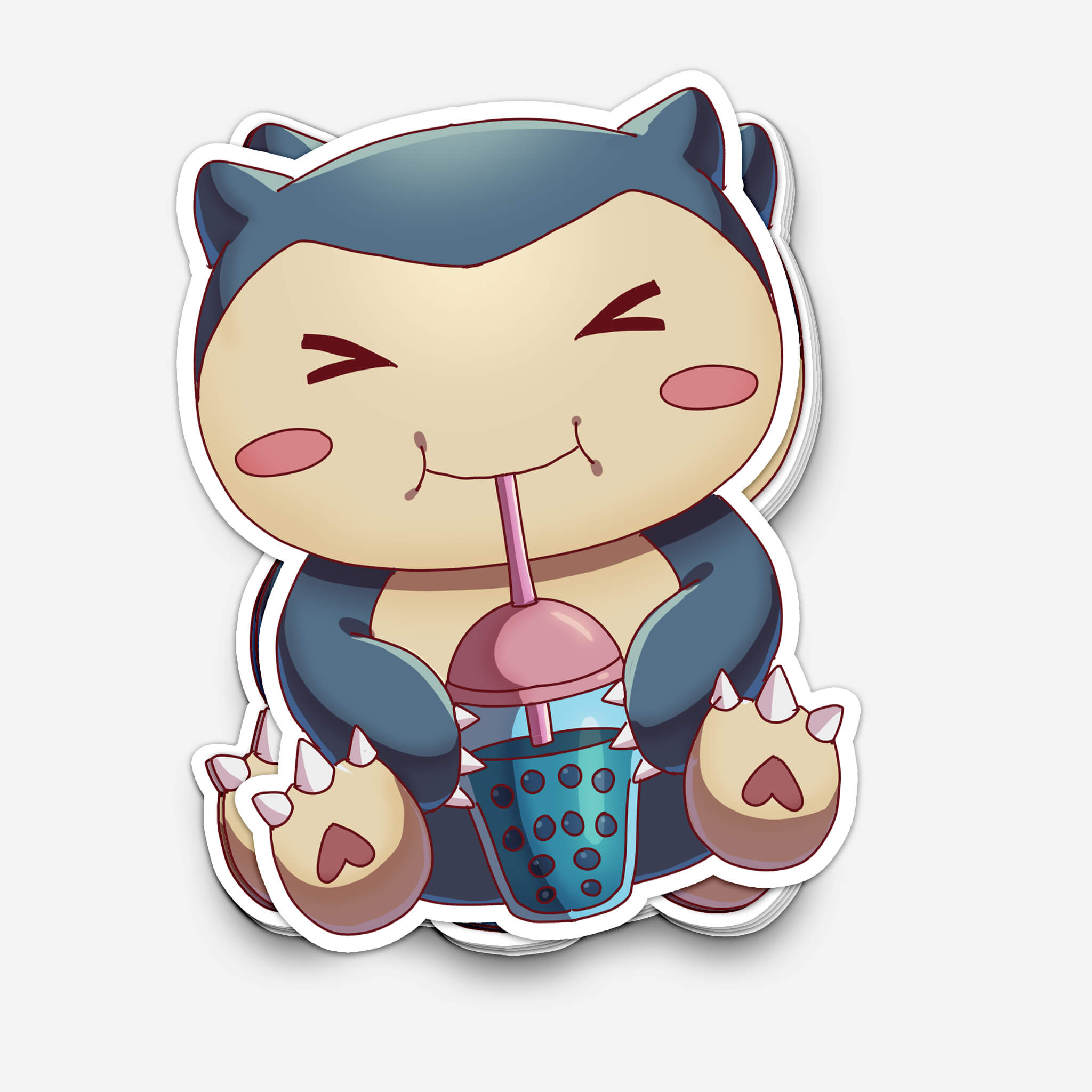 Lazy Pocket Monster Drinking Boba Sticker (#1200) - Artistic Flavorz
