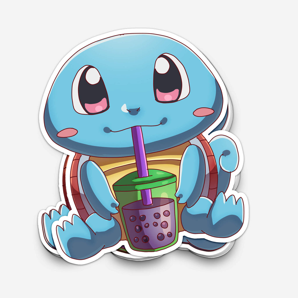 Squirrel Pocket Monster Drinking Boba Sticker (#1201) - Artistic Flavorz