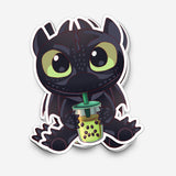 My Dragon Friend Drinking Boba Sticker (#1203) - Artistic Flavorz