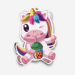 Unicorn Drinking Boba Sticker (#1192) - Artistic Flavorz