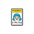 Broadway enamel lapel pin by Artistic Flavorz featuring a chibi girl with bright blue bouffant hair and headband, wide teal eyes, and open mouth expression. Inspired by 1960s style and the musical Hairspray, mounted on Playbill‑themed backing card with colorful “hairspray” text. UV‑printed hard enamel, perfect for Broadway fans and collectors.