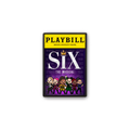 Broadway enamel lapel pin by Artistic Flavorz featuring the word “SIX” with a golden crown above the I, chibi‑style illustrations of the six queens in colorful costumes, and Playbill‑inspired backing card. UV‑printed hard enamel, perfect for Broadway fans and collectors.
