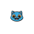 Kawaii mini enamel pin of blue Derby Cat with big eyes and fangs