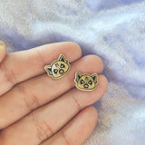 Gold Angry Panda Stud Earrings - Artistic Flavorz