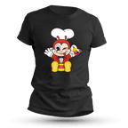 Black t-shirt featuring a cute, happy bee mascot character winking and holding a small Philippine flag. The character is wearing a white chef hat, a red coat, and yellow pants.