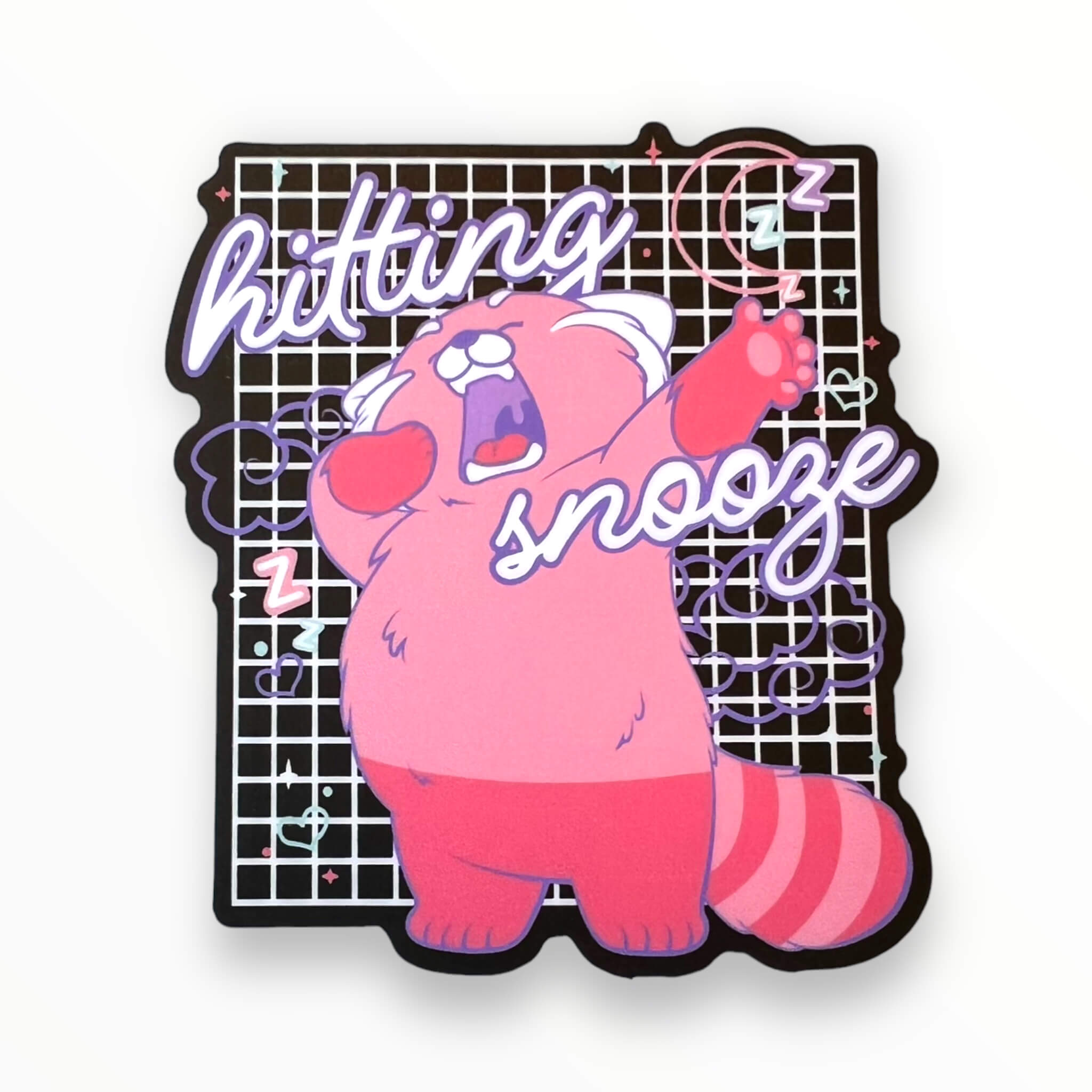 Red Panda Hitting Snooze Sticker (#1056) - Artistic Flavorz