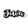 Stylized cursive text 'Jowa' in white with a bold black outline and glossy finish, designed with a sticker-like look to highlight Filipino slang for 'partner' or 'significant other