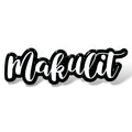 Stylized cursive text 'Makulit' in white with a bold black outline, creating a playful sticker-like appearance with strong contrast and expressive flair.