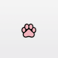 Pink paw print on a white background