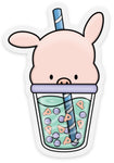 Cute Pig Boba Sticker (#163)
